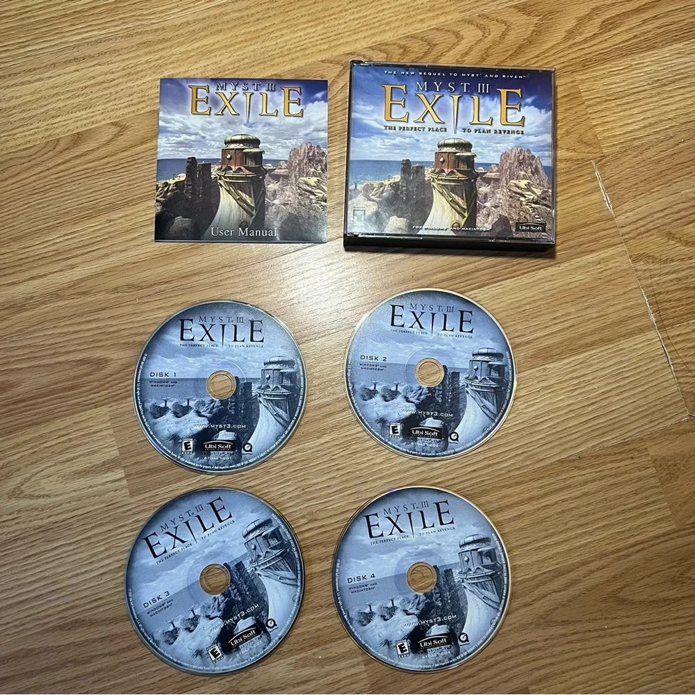Myst 3 Exile: The Sequel‎ to Myst & Riven PC 2001 Video Games 4 Discs